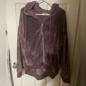 Plush Purple Zip-Up Hoodie express one eleven.